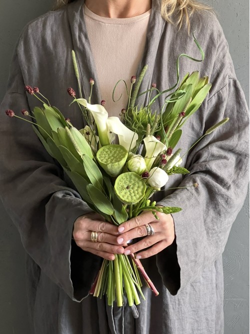 Букет невесты №14 Сборный с белыми пионами и каллами