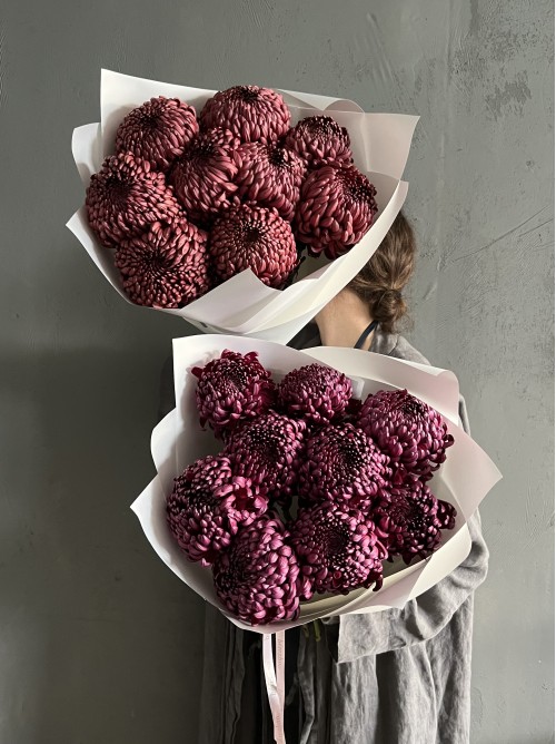 Букет одноголовых хризантем (цвет на выбор)