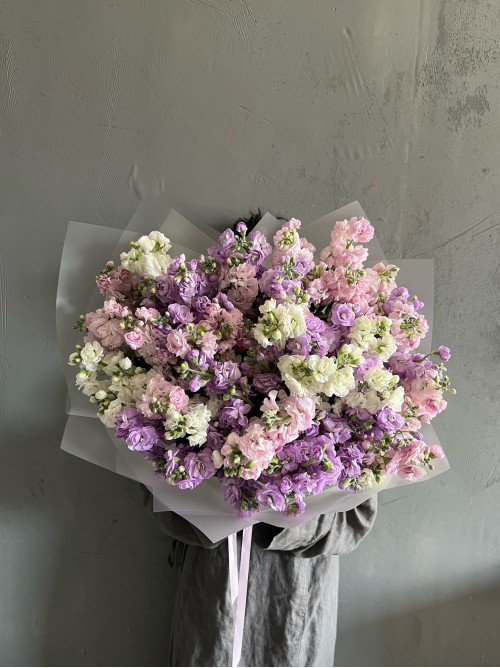 Большой и объемный букет из ароматной маттиолы